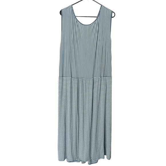 Catherines Women’s 4X Striped Knot Front Maxi Dress Blue White Sleeveless NWT - Picture 2 of 5